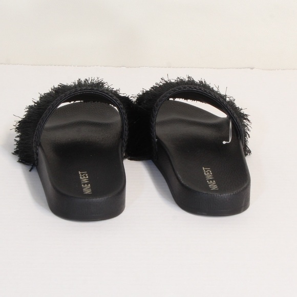 Nine West Black Fringe Slides Size 6 NWOT - Picture 5 of 8